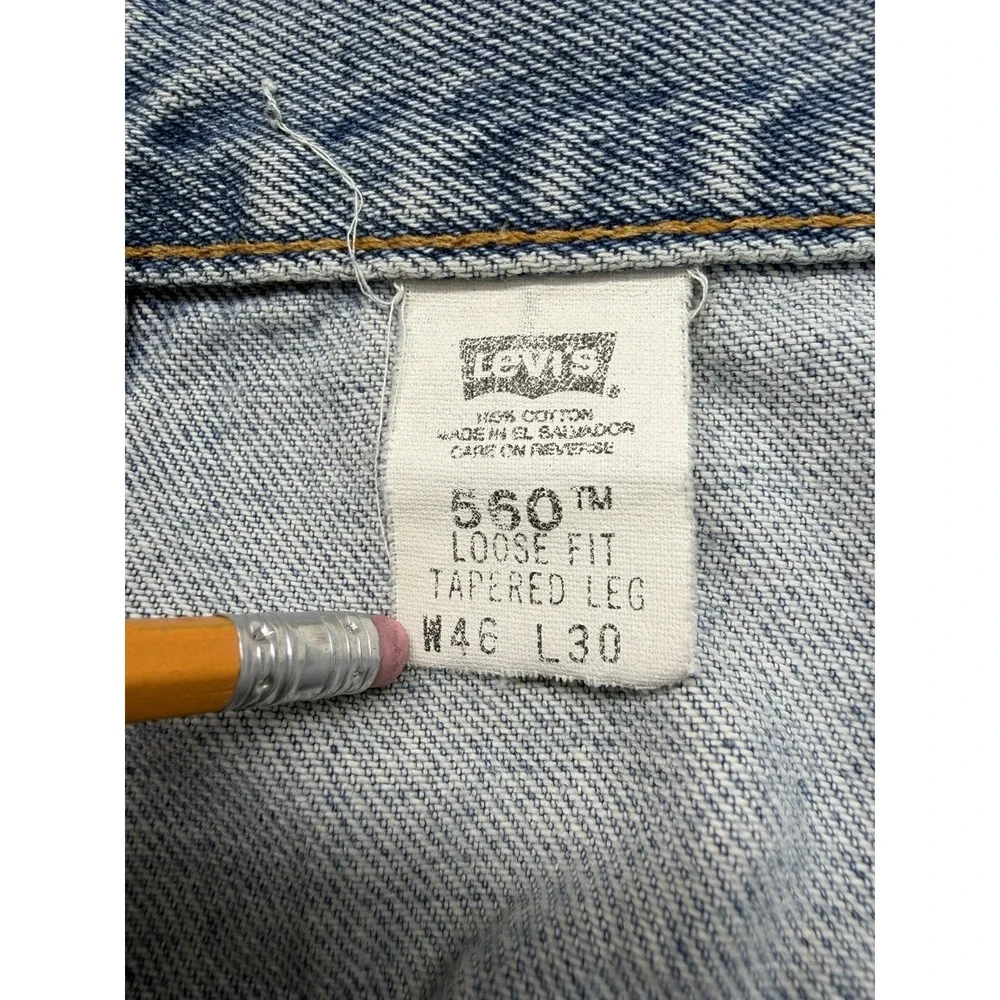 Levis 560 Loose Fit Tapered Leg Vintage‎ Denim Faded Jeans 46X30 Y2K Distressed